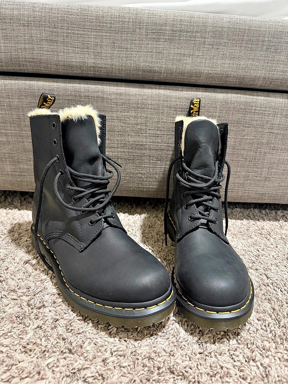 Dr. Martens 1460 Serena Faux Fur Lined Boots Black US 11